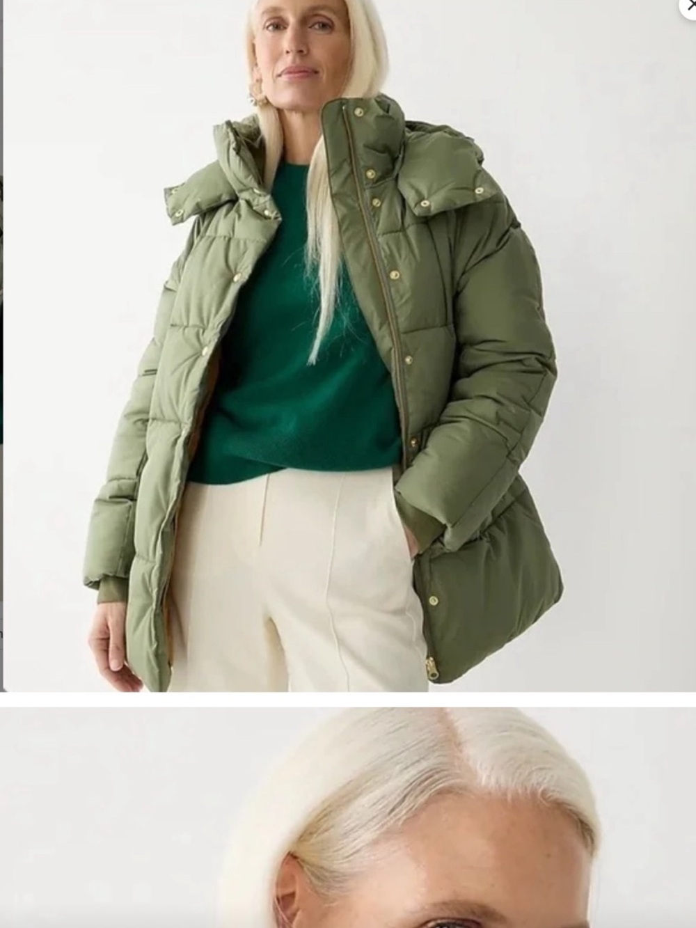 J.Crew Signature puffer jacket with PrimaLoft Green